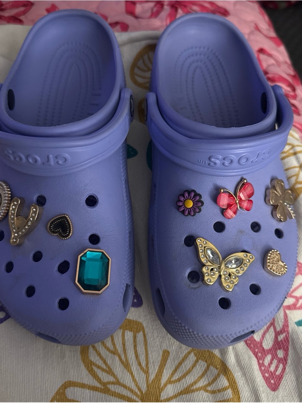 Crocs Classic Clog in Lavender with Decorative Charms